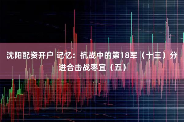 沈阳配资开户 记忆:抗战中的第18军(十三)分进合击战枣宜(五)