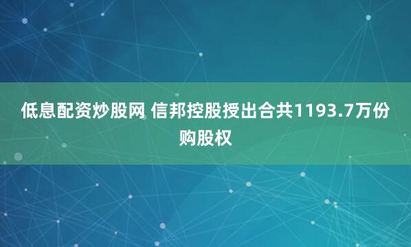 低息配资炒股网 信邦控股授出合共1193.7万份购股权